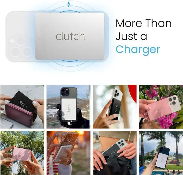 Alt view image 6 of 6 - Clutch Pro Portable iPhone Charger for Travel 5000 mAH TSA Approved Magnetic Airplane Safe Portable Charger only Compatible with iPhone 14 & Older Devices with Built-in Lightning Cable 3.7 oz - White
