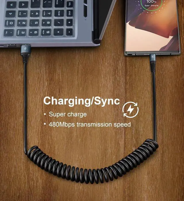 Alt view image 4 of 6 - USB Type C Charger Cable Fast Charging, [2-Pack, 3ft] Coiled USB A to Type C Charger Cord for Car USB-C Cable Compatible with iPhone 17/16/15/Plus/Pro/Pro Max/Samsung Galaxy A10e A20 A50 S20 S10E