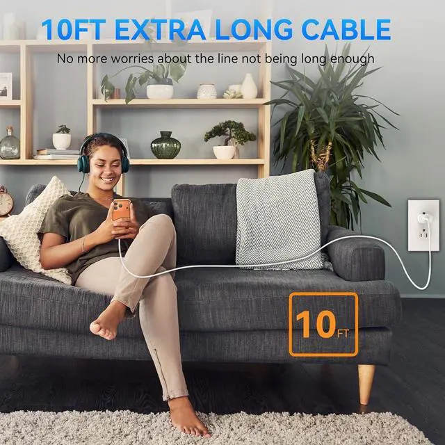 Alt view image 6 of 7 - iPhone 17 16 Pro Max Charger Fast Charging Block, 30W iPhone 17/16 Pro Max USB C Fast Charger with 10 FT Type C Fast Charging Long Cable Cord for iPhone 17 Pro Max/17 Pro/17/Air/16 Pro max/16 Pro/15