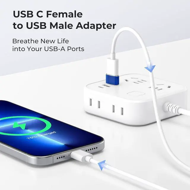 Alt view image 2 of 7 - Basesailor USB to USB C Adapter 2 Pack,Type C Female to A Male Charger Converter for Apple Watch Ultra iWatch 7 8 SE,iPhone 15 14 13 12 Plus Pro Max,AirPods,iPad Air 4 5 Mini 6,Samsung Galaxy S21 S22