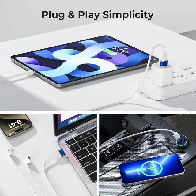 Alt view image 6 of 7 - Basesailor USB to USB C Adapter 2 Pack,Type C Female to A Male Charger Converter for Apple Watch Ultra iWatch 7 8 SE,iPhone 15 14 13 12 Plus Pro Max,AirPods,iPad Air 4 5 Mini 6,Samsung Galaxy S21 S22