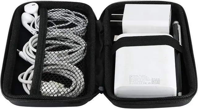 Alt view image 5 of 7 - iMangoo Shockproof Travel Essentials Organizer Charger Case, Space-Optimized Small Zipper Electronics Accessories Pouch Tech Cord Cable Power Bank Storage for Women Men, 6.5x3.2x1 In (Black)