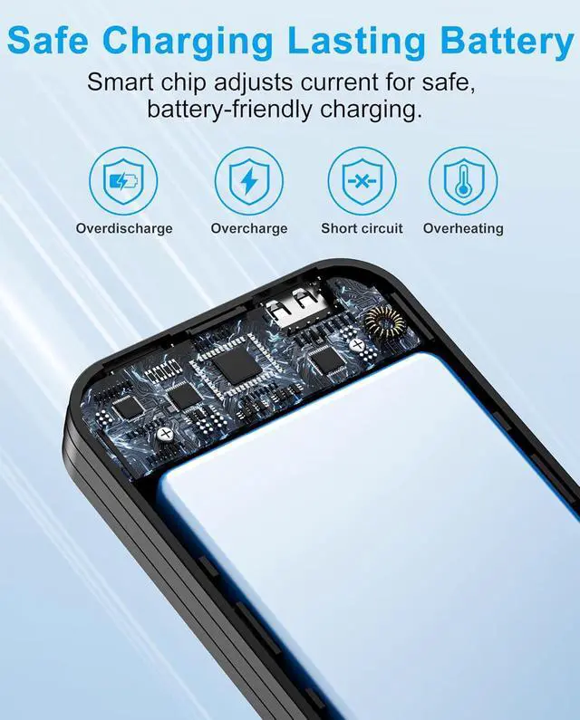 Alt view image 5 of 7 - Portable Charger, 12000mAh 22.5W Type C Fast Charging Power Bank with Built-in Cables & Wall Plug, External Battery Bank with LED Display, Travel Essential Battery Pack for iPhone, iPad, Samsung Black