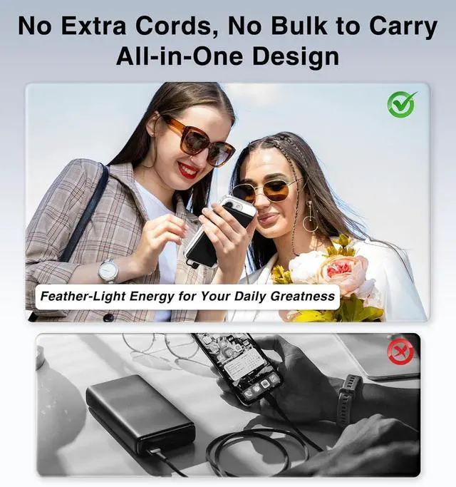 Alt view image 6 of 7 - Auskang Portable Charger for iPhone 14/13/12/11/X/8/7 Series- 5000mAh Lightning Connector Slim Power Bank Built in Cable-Thin Battery Pack Travel for Outdoor Travel (Not for iPhone 15 16 Device)