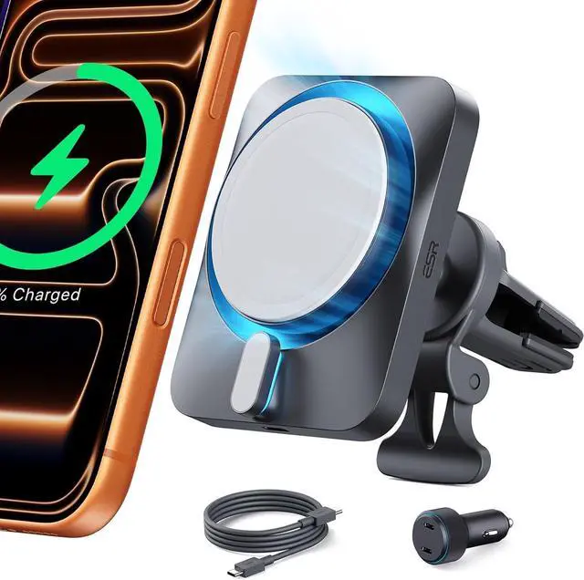 Main image of ESR for 15W MagSafe Car Mount Charger with CryoBoost, Made for Apple-Certified, for MagSafe Car Mount, Magnetic Wireless Car Charger for iPhone 17/16/15/14/13/12, Fast Charging, Phone-Cooling Charger