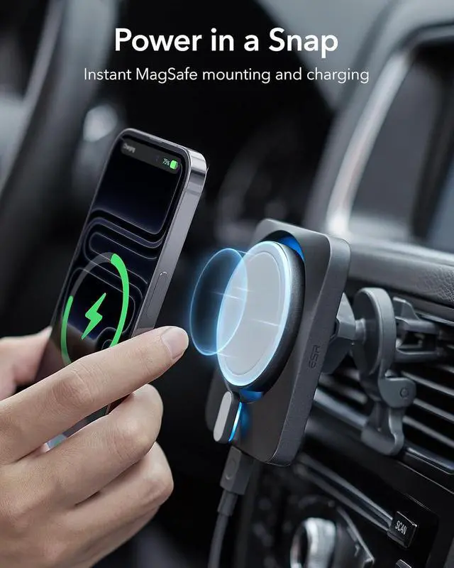 Alt view image 5 of 7 - ESR for 15W MagSafe Car Mount Charger with CryoBoost, Made for Apple-Certified, for MagSafe Car Mount, Magnetic Wireless Car Charger for iPhone 17/16/15/14/13/12, Fast Charging, Phone-Cooling Charger