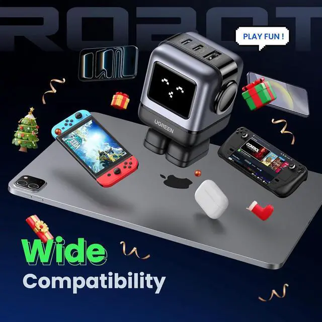 Alt view image 6 of 7 - UGREEN Uno 65W USB C Charging Block Nexode 3-Port GaN Charger Compact Fast USB C Power Adapter for MacBook Pro/Air, XPS 13, Note 20/10+, iPhone 17/16, Galaxy S25/S24, Steam Deck, ROG Ally(Black)