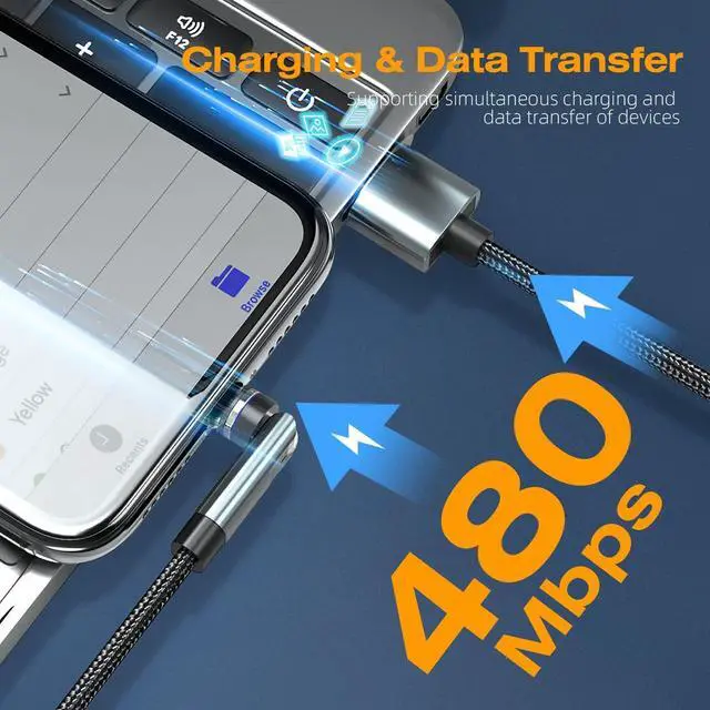 Alt view image 3 of 7 - 7-Pin Magnetic Charging Cable 2Pcs 360° Rotating 3 in 1 USB C Magnetic Phone Charger, 3A Fast Charging with Data Transfer for Android/i-Product/Micro/CarPlay-Grey