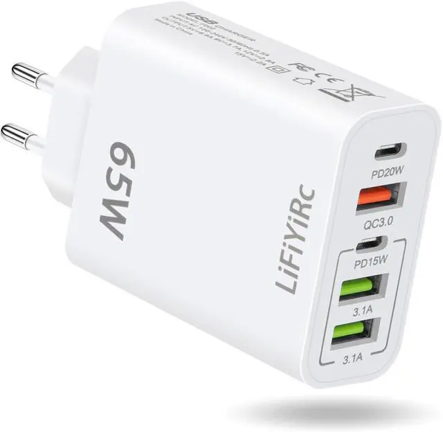Main image of European Travel Plug Adapter, Type C Charger Block PD 20W QC3.0 Fast Charging, 2 USB C 3 USB A Power Adaptor to Europe Compatible with iPhone 16 15 14 13 12 11 Pro Max XS XR X Plus, Galaxy