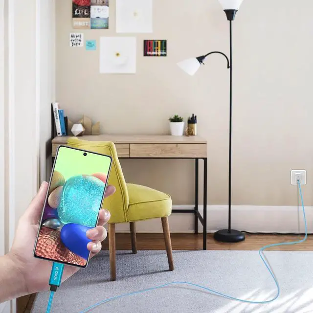 Alt view image 4 of 6 - CBUS 10ft USB C to C Fast Charging Cable Heavy-Duty Braided Cord Compatible with iPhone 16/15/Pro/Max/Plus, iPad Pro/Air, Galaxy S25/24/S23/S22/Plus/Ultra/FE, Google Pixel, TCL Type C (Electric Blue)