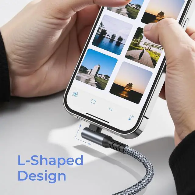 Alt view image 3 of 7 - Basesailor for Apple iPhone 14 13 Max Plus,Charger Cable Right Angle 3.3FT,90 Degree USB C to Lightning Cord with USB A Adapter,Fast Charging Power Cord for iPhone 12 11 XS XR X 8 7 6 SE,iPad 8th 9th