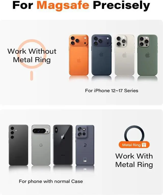 Alt view image 6 of 7 - Magnetic Car Mount for Tacoma 2016-2023 & 2014-2021Tundra, Air Vent Phone Holder Compatible with iPhone 12-17 Series MagSafe Case, 25N Force, Metal 20mm Ball Socket Arm