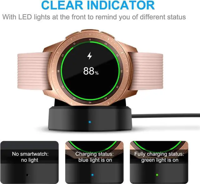 Alt view image 5 of 7 - Charger Compatible with Samsung Galaxy Watch 42mm/46mm, Upgraded Charging Cradle Dock for Galaxy SM-R800/R810/R815 Smart Watch Charger (Not Charge for Galaxy 3/4/5/6/7 and Active 1/2), Black