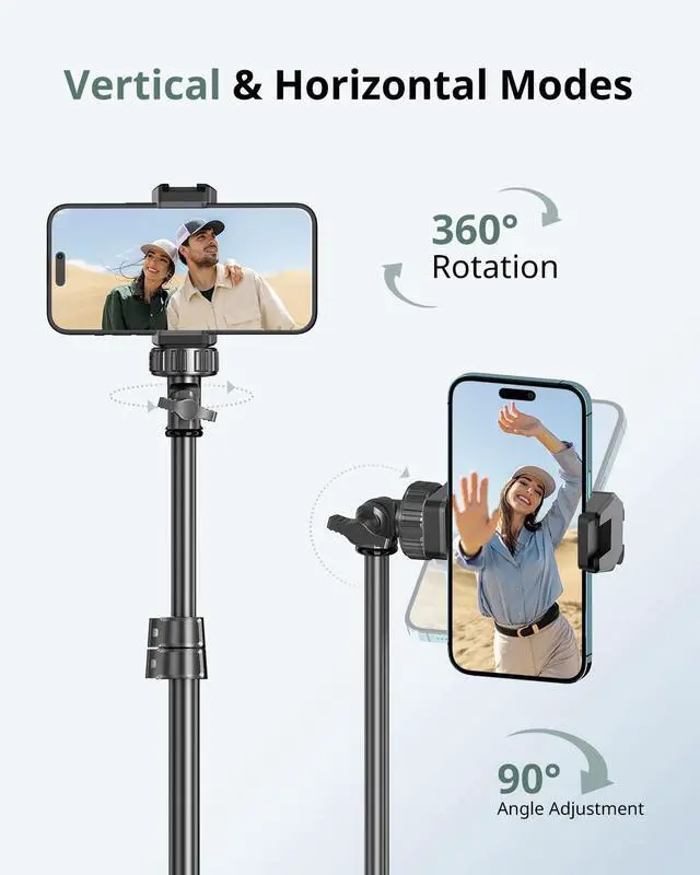 Alt view image 5 of 6 - SENSYNE 62" Phone Tripod & Selfie Stick, Extendable Cell Phone Tripod Stand with Wireless Remote and Phone Holder, Compatible with iPhone Android Phone, Camera