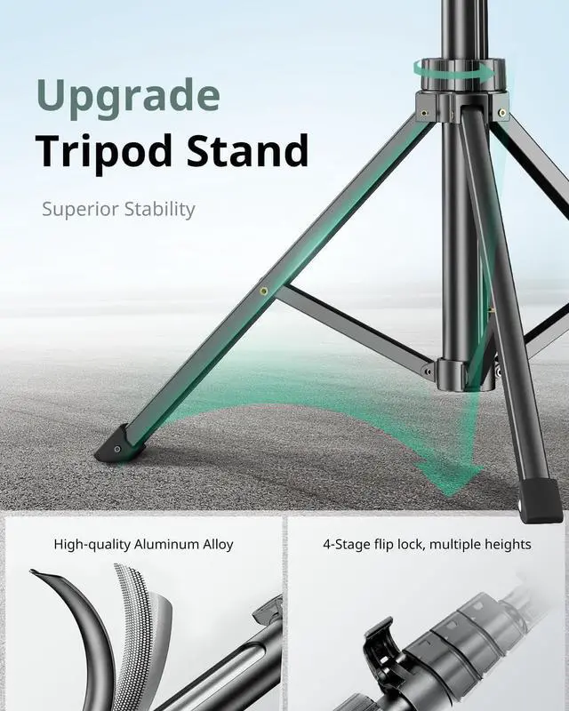 Alt view image 3 of 6 - SENSYNE 62" Phone Tripod & Selfie Stick, Extendable Cell Phone Tripod Stand with Wireless Remote and Phone Holder, Compatible with iPhone Android Phone, Camera