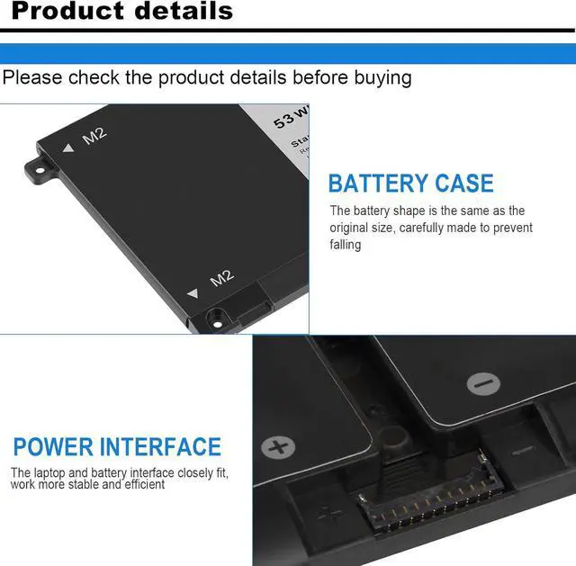 Alt view image 3 of 7 - TREE.NB 53Wh H5CKD Battery for Dell Inspiron 5300 5301 5401 5402 5408 5409 5501 5508 5509 5400 5406 7405 7300 7306 7500 Compatible with Dell Vostro 5301 5401 7T8CD 2-in-1 Silver Latitude 3410 3510