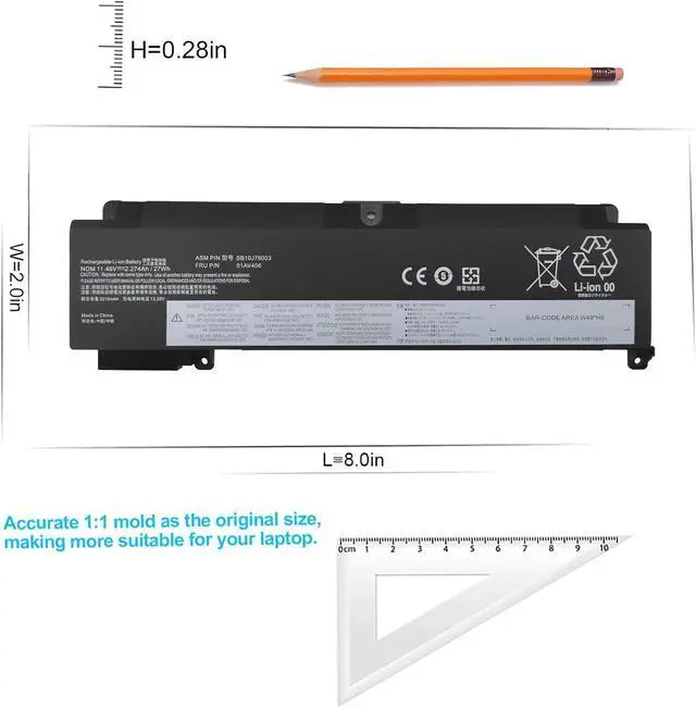 Alt view image 3 of 6 - 01AV406 SB10J79003 Replacement Battery for ThinkPad T460s T470s Series 01AV405 SB10J79002 00HW038 00HW025 00HW024 01AV462 01AV407 01AV408 L16M3P73 SB10J79004 Laptop.
