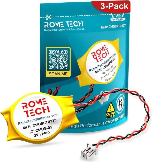 Main image of Rome Tech CMOS Battery for Lenovo Thinkpad T430 T450S T460 T430I T430S - Laptop Backup BIOS RTC 3V CR2032 T430 CMOS Battery for PC Motherboard with 2 Pin 2 Wire Cable (3-Pack)