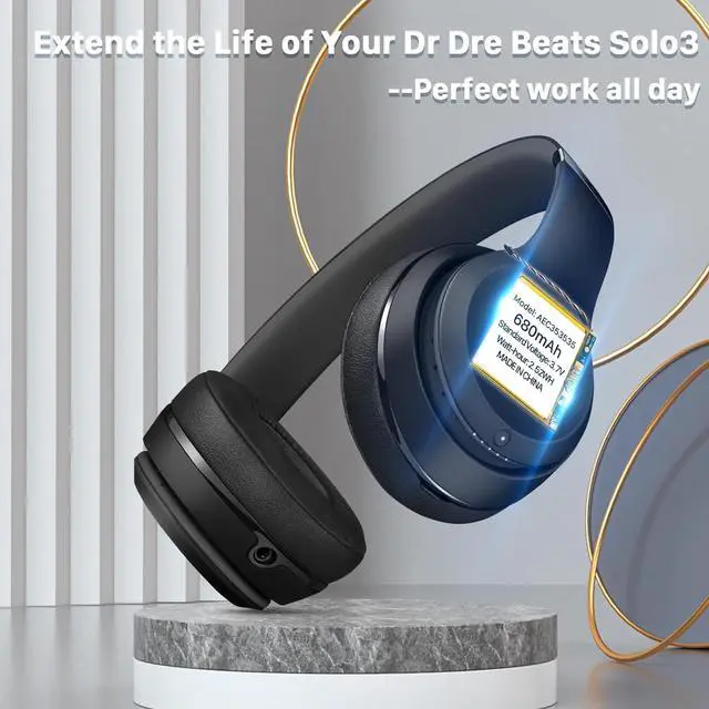 Alt view image 2 of 7 - AEC353535 Battery, 680mAh [2025 Upgraded] High Capacity Li-Polymer Battery Replacement for Beats Solo 2, Solo 3 Wireless Headphones AEC353535 with Professional Tool Kits