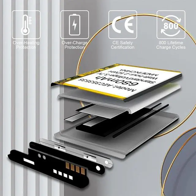 Alt view image 4 of 7 - AEC353535 Battery, 680mAh [2025 Upgraded] High Capacity Li-Polymer Battery Replacement for Beats Solo 2, Solo 3 Wireless Headphones AEC353535 with Professional Tool Kits