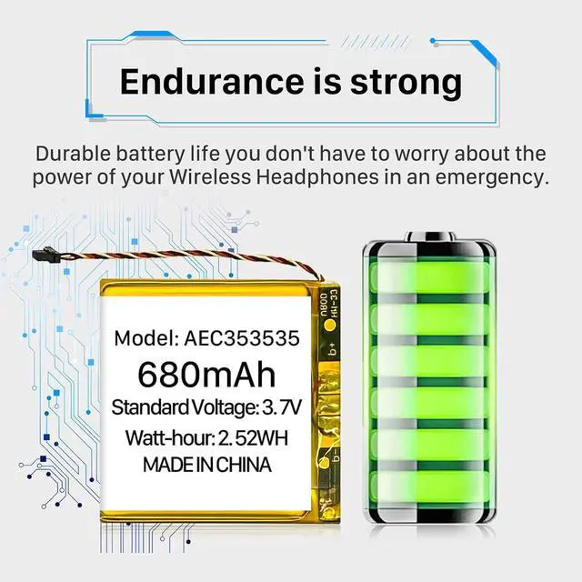 Alt view image 6 of 7 - AEC353535 Battery, 680mAh [2025 Upgraded] High Capacity Li-Polymer Battery Replacement for Beats Solo 2, Solo 3 Wireless Headphones AEC353535 with Professional Tool Kits