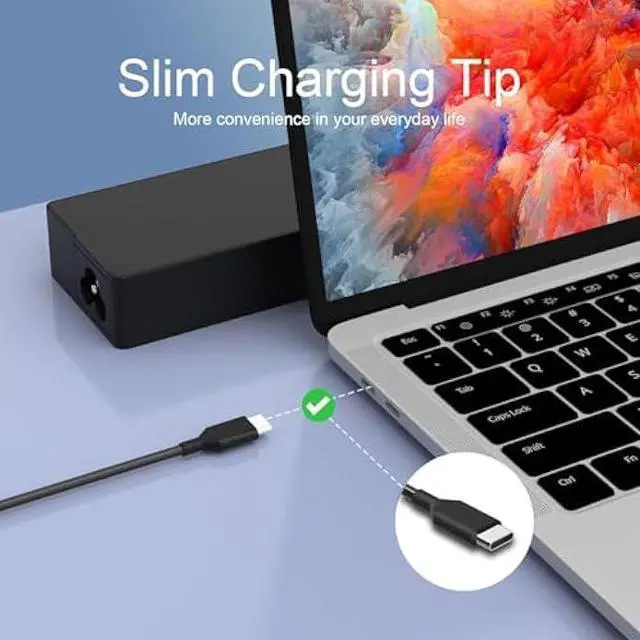 Alt view image 2 of 6 - USB C Laptop Charger 65w 45w Replacement for Dell Hp Lenovo Asus Acer Razer Blade Stealth MacBook Samsung Chrombook Charger Fast Charging Type C AC Adapter Power Cord Supply