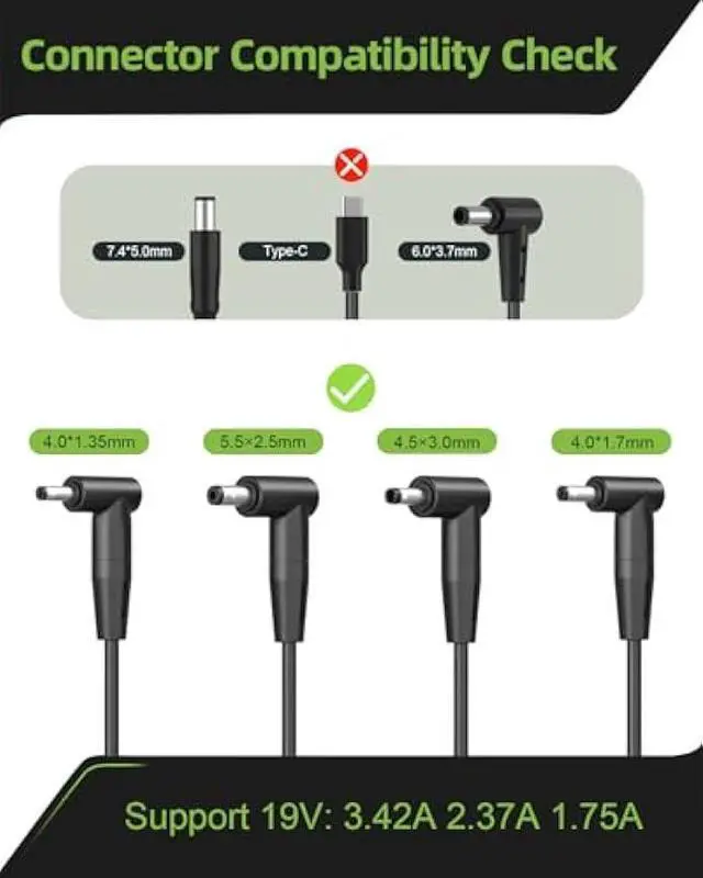 Alt view image 2 of 5 - Dexpt Charger Fit for Asus Laptop with Round Port (UL Safety Certified) - Fit for Vivobook, Zenbook & More Replacement, 65W/45W/33W, LED Indicator, 7.5Ft Power Cable
