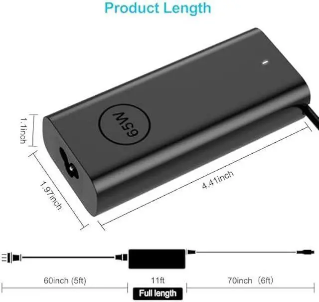 Alt view image 4 of 5 - USB C Laptop Charger Compatible with Dell Laptop Charger 65W 60W Latitude 5420 5520 5450 and XPS Computer Type C Fast Power Adapter