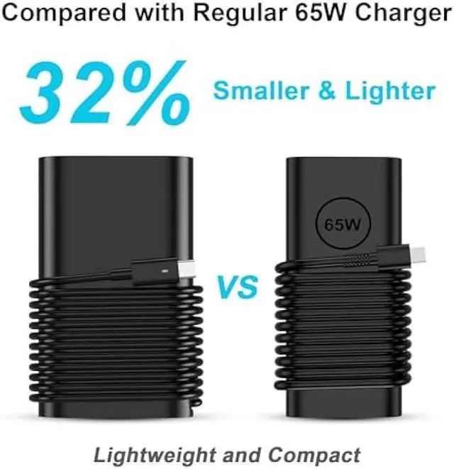 Alt view image 5 of 5 - USB C Laptop Charger Compatible with Dell Laptop Charger 65W 60W Latitude 5420 5520 5450 and XPS Computer Type C Fast Power Adapter