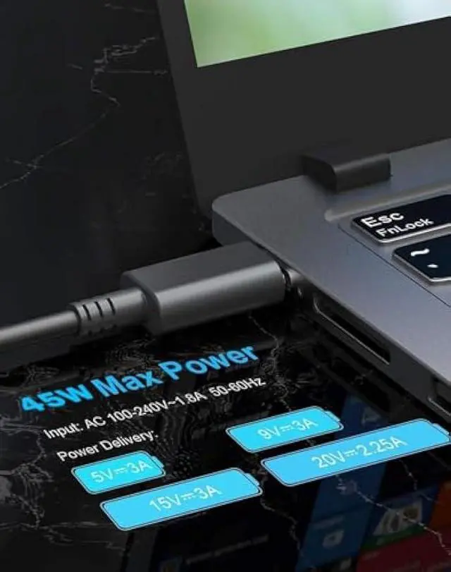 Alt view image 5 of 7 - 45W USB C Laptop Charger for Chromebook X360 14 14A G5 11 11A G6 G7 G8 EE R13 X360 14-ca051wm 14-ca091wm ca061dx 11-ae051wm ae001tu ae027nr 12-c012dx 14-ca060nr,for All USB Type C Laptop