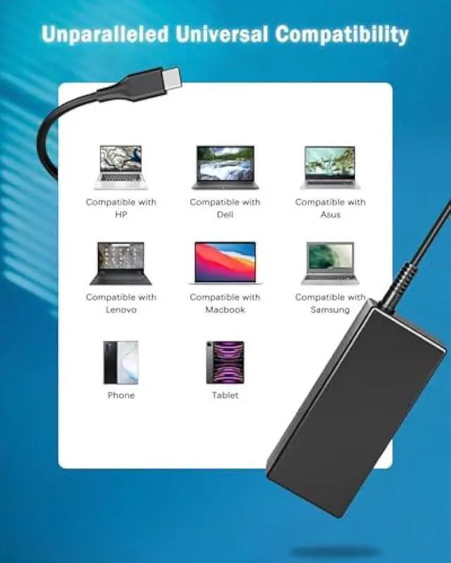 Alt view image 2 of 7 - 45W USB C Laptop Charger for Chromebook X360 14 14A G5 11 11A G6 G7 G8 EE R13 X360 14-ca051wm 14-ca091wm ca061dx 11-ae051wm ae001tu ae027nr 12-c012dx 14-ca060nr,for All USB Type C Laptop