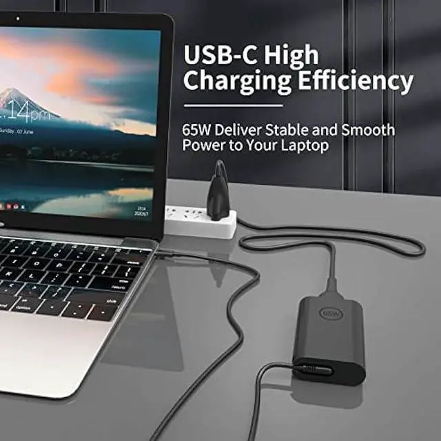 Alt view image 3 of 5 - 65W 45 Watt AC Adapter Compatible with Dell Laptop Charger USB C Computer Latitude 5420 7420 5540 5440 3540 7440 5450 5430 5520 5530 7430 E5430 E5440,XPS 13 Type C Power Cord