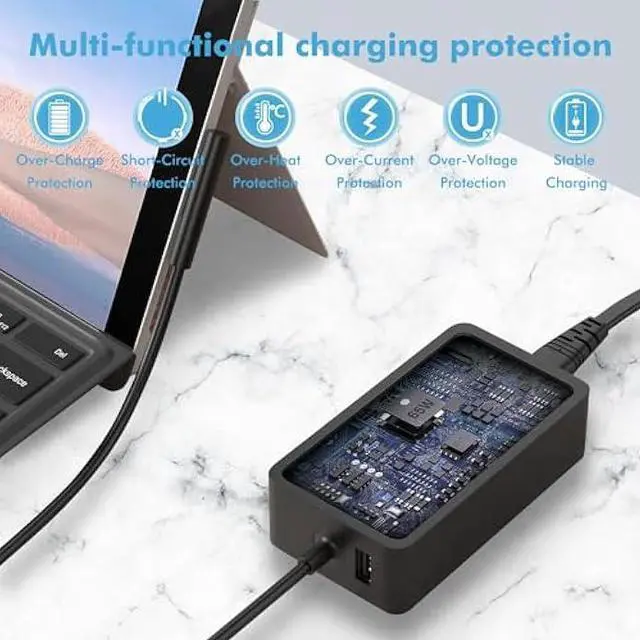 Alt view image 5 of 5 - 65W Surface Pro Laptop Charger Compatible with Microsoft Surface Pro 9 8 7 6 5 4 3 X Power Adapter,Surface Laptop 1 2 3,Compatible with Both Microsoft Surface Book Laptop/Tablet