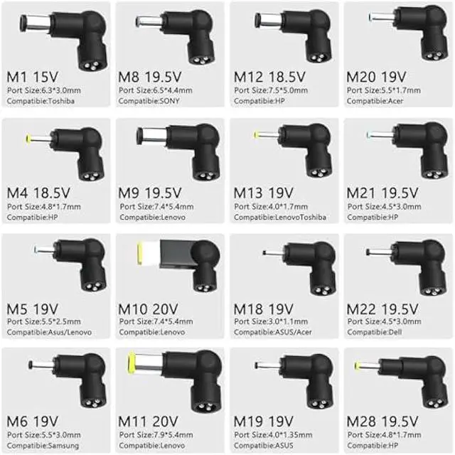 Alt view image 3 of 5 - JEIBAO 90W Universal AC Adapter Laptop Charger Compatible with HP Dell Len OVO Acer Asus Toshiba Sony Gate Way Notebook Ultrabook Chrome Book, Universal Laptop Charger, Power Supply Cord with 16 Tips