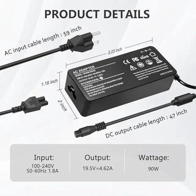 Alt view image 2 of 5 - JEIBAO 90W Universal AC Adapter Laptop Charger Compatible with HP Dell Len OVO Acer Asus Toshiba Sony Gate Way Notebook Ultrabook Chrome Book, Universal Laptop Charger, Power Supply Cord with 16 Tips