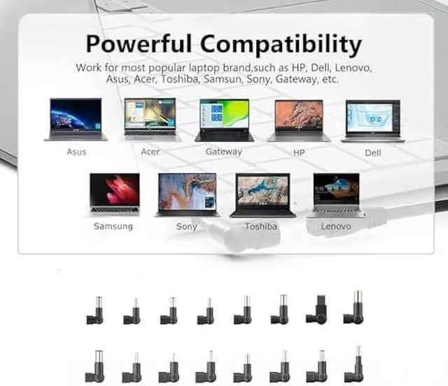 Alt view image 4 of 5 - JEIBAO 90W Universal AC Adapter Laptop Charger Compatible with HP Dell Len OVO Acer Asus Toshiba Sony Gate Way Notebook Ultrabook Chrome Book, Universal Laptop Charger, Power Supply Cord with 16 Tips