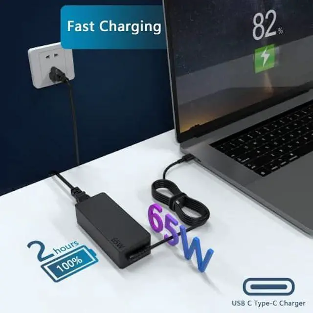 Alt view image 2 of 6 - 65W USB C Charger Compatible with Lenovo ThinkPad Charger T14 T15 E16 E14 L13 X13 Gen 5 4 3,ThinkPad X1 Carbon Gen 12 11 13 10 9/Thinkbook 16 15 G7 G6 G5 Business Laptop Type C Power Adapter