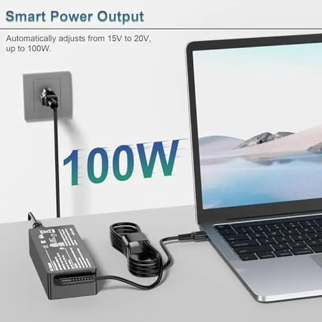 Alt view image 2 of 7 - USB C Laptop Charger 100W, Fast PD 3.0 Power Adapter with 6.6ft Cable, Universal Compatible with Lenovo Thinkpad HP MacBook Dell Asus Acer and All USB-C Device  Travel Friendly, CE/FCC/ETL Certified