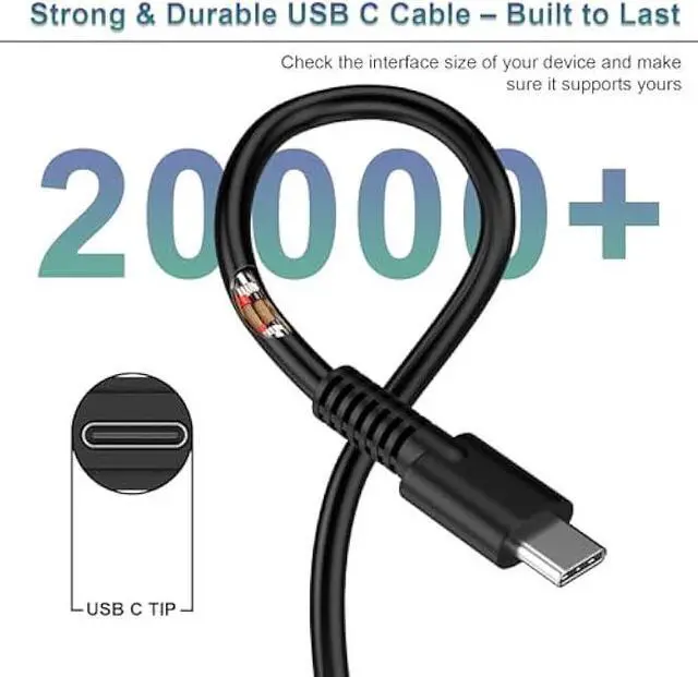 Alt view image 3 of 7 - USB C Laptop Charger 100W, Fast PD 3.0 Power Adapter with 6.6ft Cable, Universal Compatible with Lenovo Thinkpad HP MacBook Dell Asus Acer and All USB-C Device  Travel Friendly, CE/FCC/ETL Certified