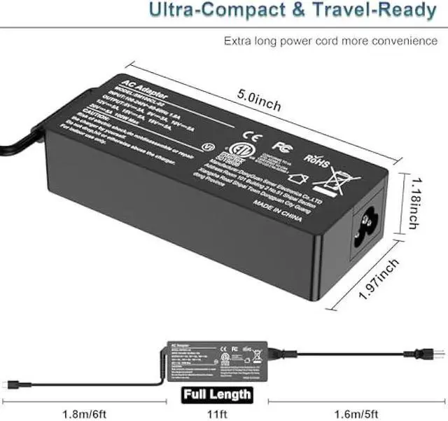 Alt view image 6 of 7 - USB C Laptop Charger 100W, Fast PD 3.0 Power Adapter with 6.6ft Cable, Universal Compatible with Lenovo Thinkpad HP MacBook Dell Asus Acer and All USB-C Device  Travel Friendly, CE/FCC/ETL Certified