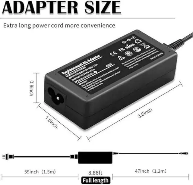 Alt view image 3 of 6 - IEFUU 65W 45W Charger Compatible with Dell Inspiron 11/13/14/15/17 3000 5000 7000 Series(3583 3593 5570) Latitude E5450 XPS 13 - 65 Watt 45 Watt AC 2-in-1