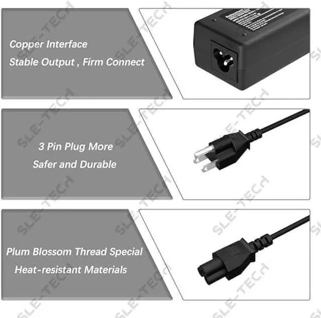 Alt view image 3 of 6 - SLE-TECH 45W AC Adapter Charger Compatible with Dell Inspiron 15 3000 500015-3552 3555 3558 3565 3567 5551 5552 5555 5558 5559 5565 5567 5568 5578 7558 7568 7569 7579