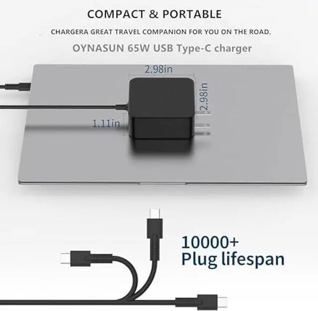 Alt view image 4 of 6 - 65W USB-C Laptop Charger Compatible with Asus Zenbook Series Laptops.