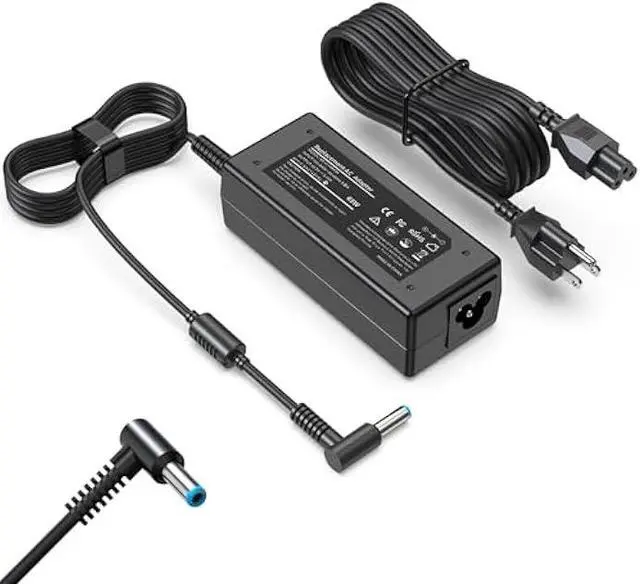 Main image of 65W 45W Laptop Charger Compatible with HP Pavilion x360 14 15 17, Stream 11 13 14, Notebook, Elitebook, ProBook Series Smart Blue Tip AC Adapter with Power Cord 4.5mm x 3.0mm