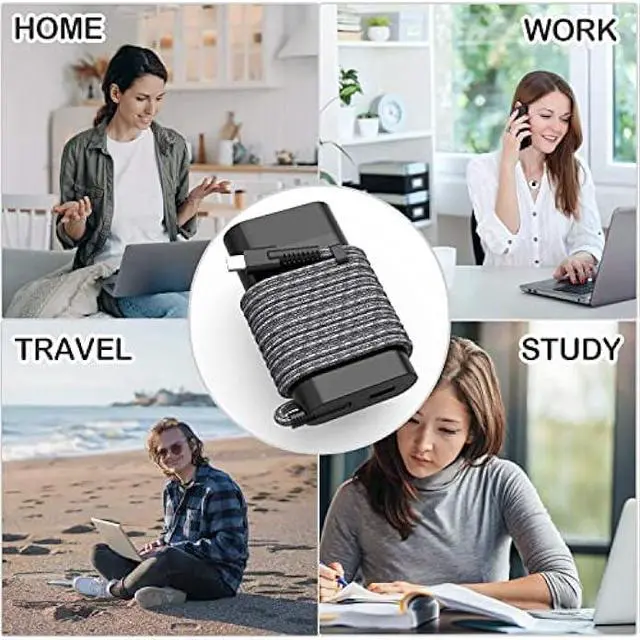 Alt view image 6 of 7 - Original Replacement New Version 65W HP USB C Laptop Charger for HP Elitebook x360, Spectre X360, HP Chromebook, Elite x2, ProBook, Split x2, Pavilion, Envy Travel AC Power Supply Adapter