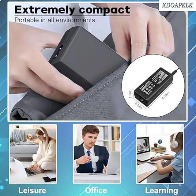 Alt view image 7 of 7 - 65W 45W Laptop Charger Compatible with HP Pavilion x360 14 15 17, Stream 11 13 14, Notebook, Elitebook, ProBook Series Smart Blue Tip AC Adapter with Power Cord 4.5mm x 3.0mm