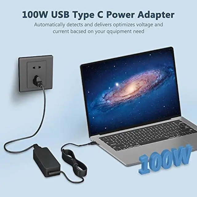 Alt view image 6 of 7 - USB C Laptop Charger, 100W AC Laptop Power Adapter Replacement for Lenovo, ThinkPad, HP, Asus, Acer, MacBook, MSI, Dell,Toshiba,Universal Chromebooks Type C Power Cord