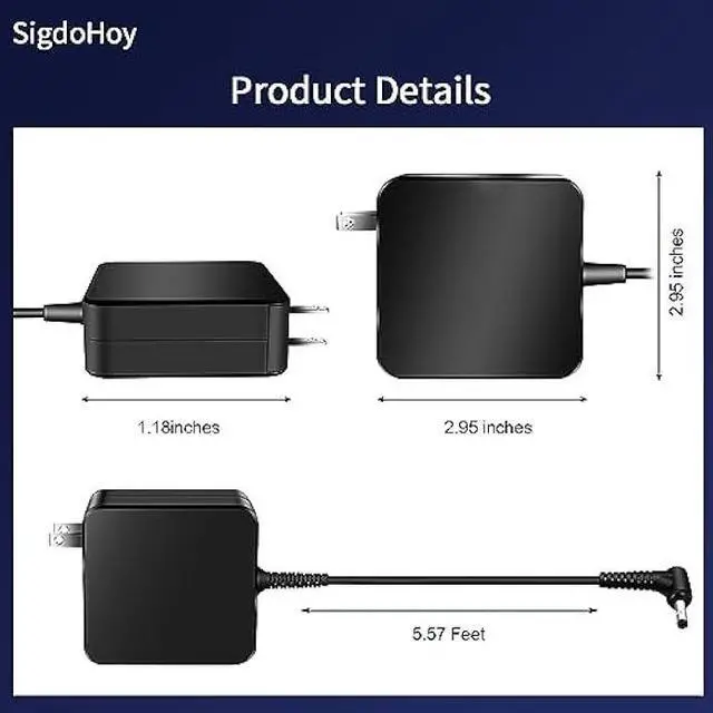 Alt view image 5 of 5 - 65W 45W Charger Compatible with Lenovo Ideapad 3/3i/1/1i/320/330/330s/S340/S145/L340/Flex 5/5i