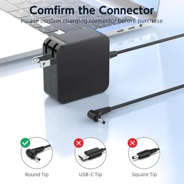 Alt view image 3 of 5 - ROLADA 65W Laptop Charger Compatible with Lenovo Ideapad 1 3 5 1-14 1-15 1-17 3-14 3-15 5-14, Flex 4 5 6 14 15, Ideapad 100 120S 130 S130 310 320 S340 510 520 710S L340 Power Supply Adapter