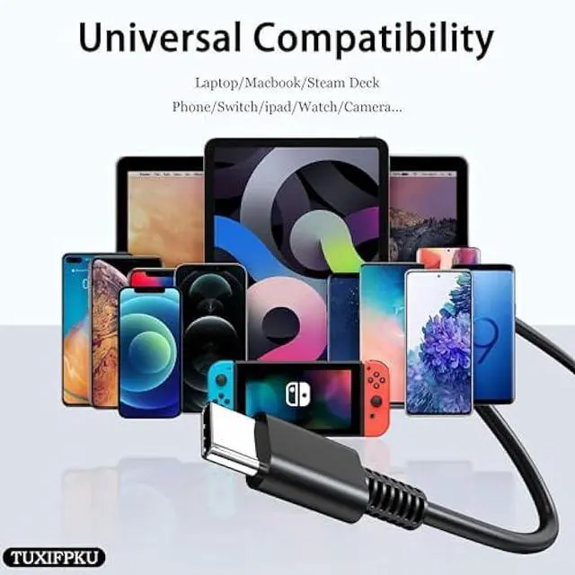 Alt view image 3 of 5 - 65W USB C Charger Type C Power Adapter Compatible with ASUS Zenbook Mac Book Pro Lenovo Dell Latitude Huawei Matebook HP Spectre Acer Steam Deck and Any Type C Laptop or Smart Phone